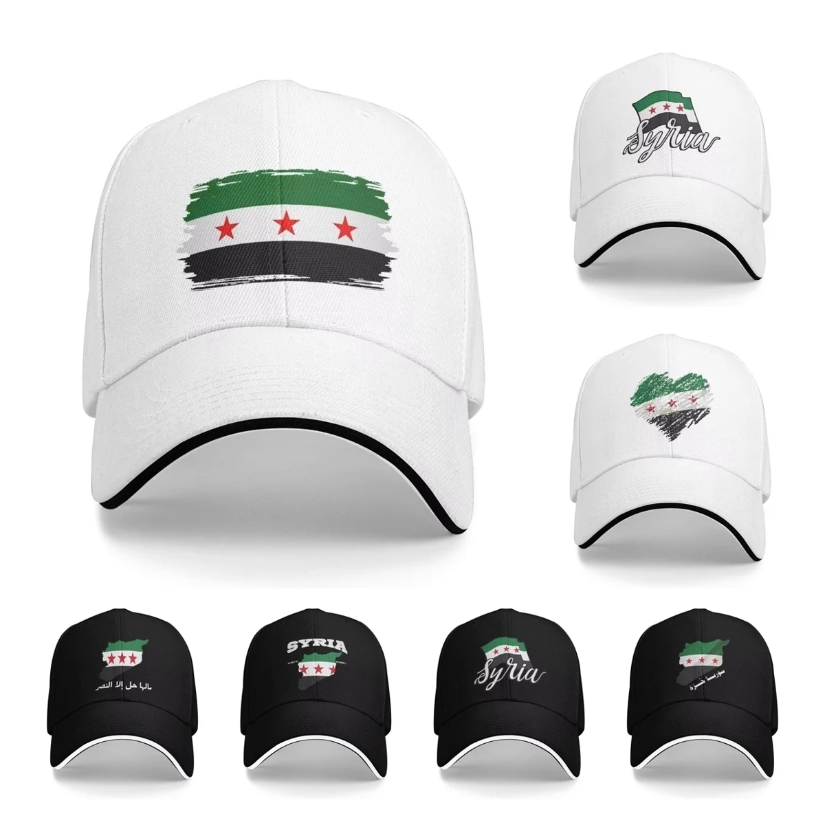 Syrian Flag  Sandwich Hat Adult  Casual Baseball Caps  Hat Breathable Snapback Caps Sun Caps High Quality Hat