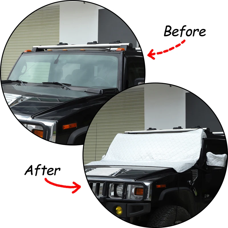 For Hummer H2 2003-2009 Car Windshield Snow Anti Frost Cover Windproof Winter Ice Snow Shield Trim lint Exterior Accessories