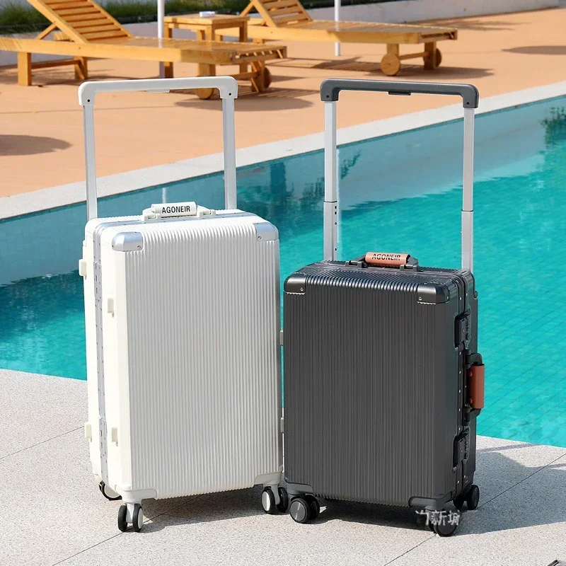 Mode Roll gepäck breiter Griff Reisekoffer Unisex Kofferraum große Kapazität leise Universal rad Aluminium Frame trolley case