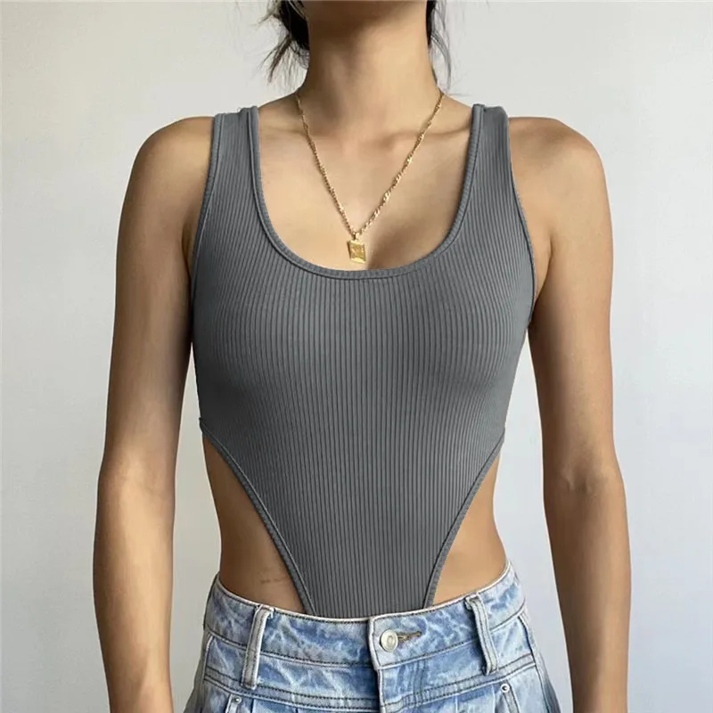 Damenbekleidung Ärmelloser Strick-Bodysuit Heißer Sommer Sexy Bodycon Off-Shoulder Neckholder-Top Lässiger Street-Bodysuit für Damen ClubWe – Detail 19