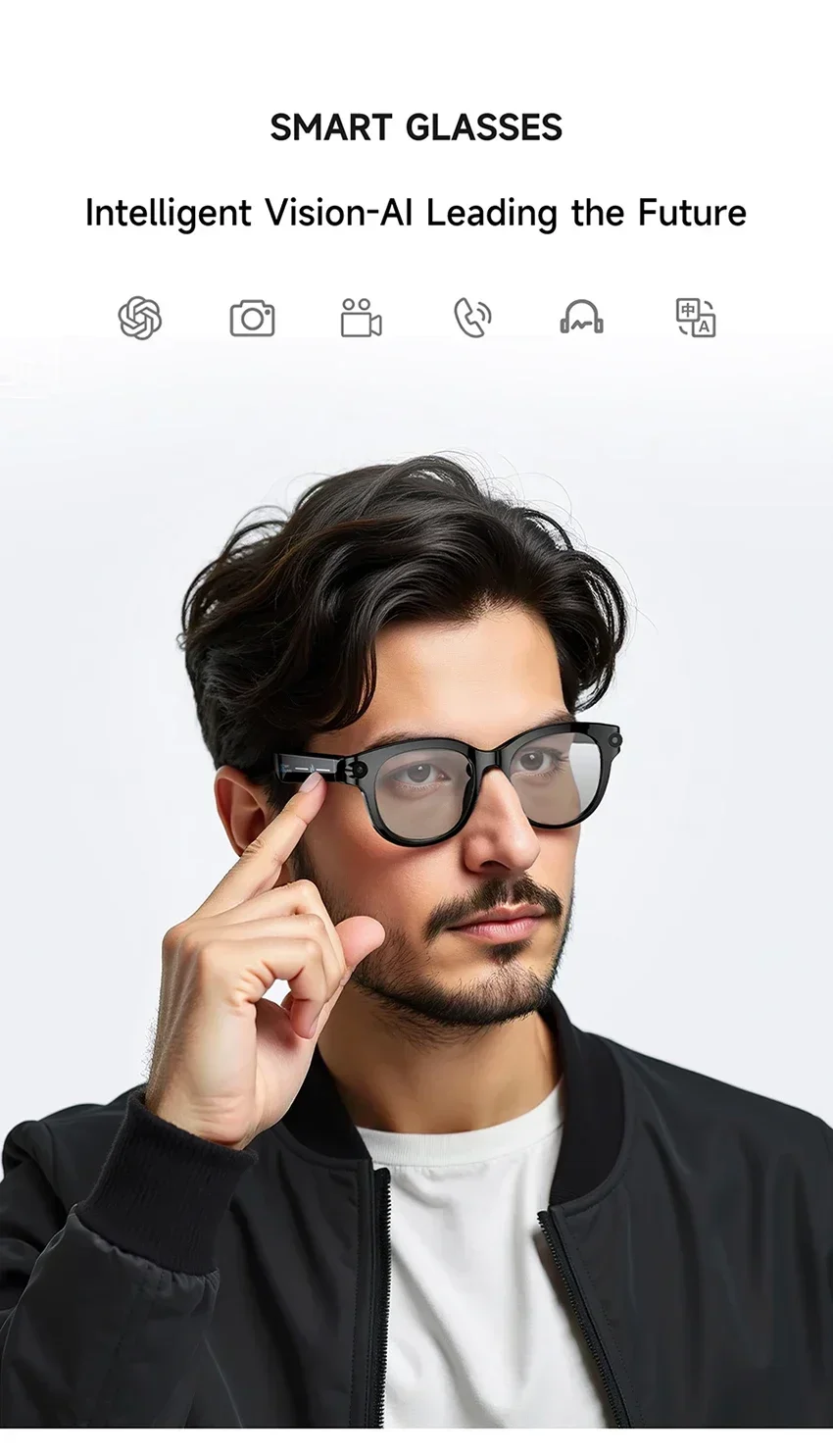 Lenovo ThinkPlus AI Smart-Brille mit Übersetzungsfunktion, Bluetooth, Sprachaufzeichnung, Musikwiedergabe – intelligente Sonnenbrille für Damen und Herren. – Detail 1
