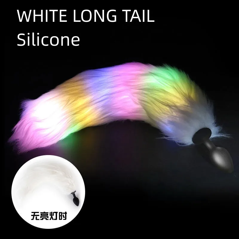 Luminous led metal silicone cosplay animal brilhante cauda de pele raposa discoteca rave roupas gogo dançarino tron dança wear adereços novo