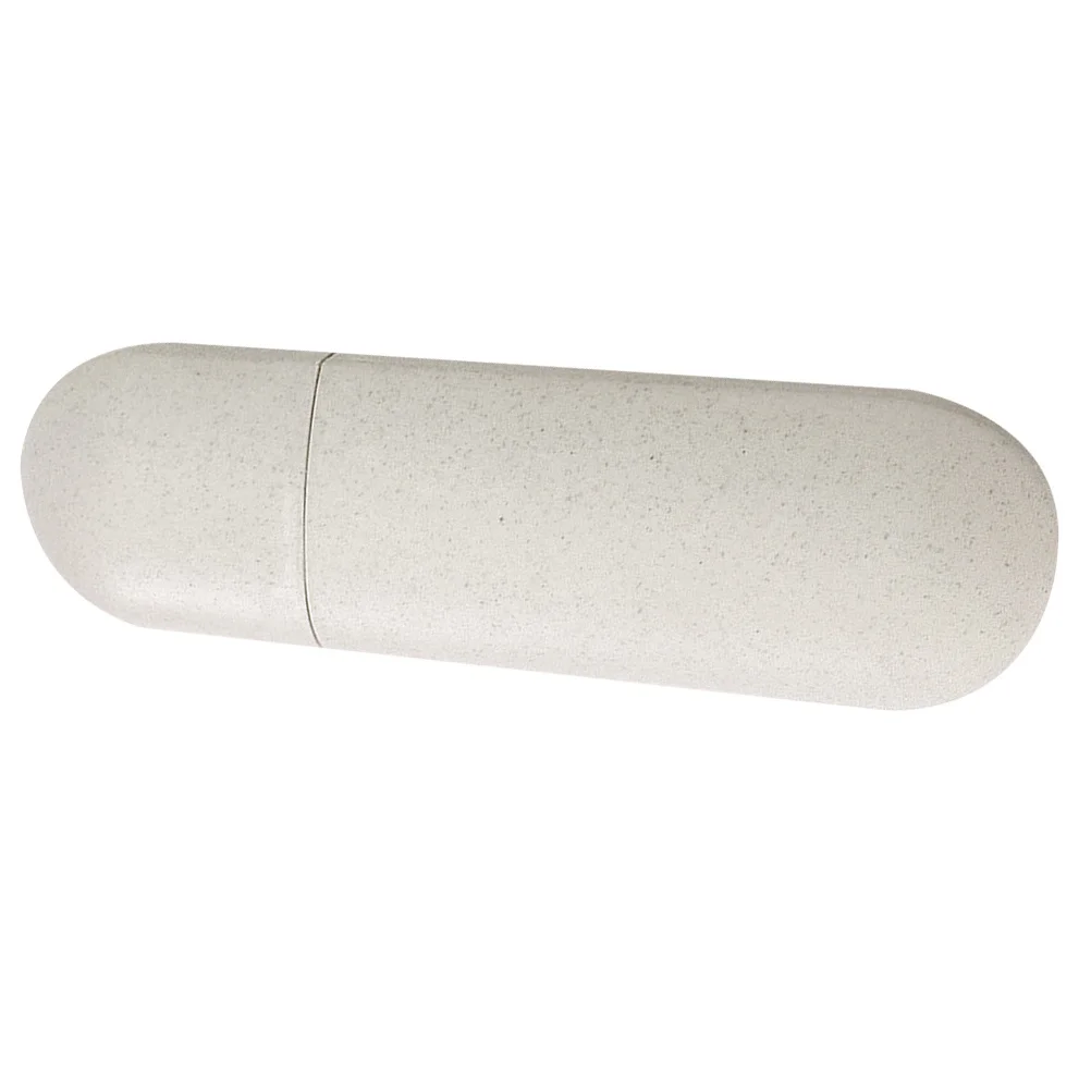 2Pcs Toothbrush Box for Traveling Convenient Storage Prevent Deformation Durable Material Simple Outlook Beige