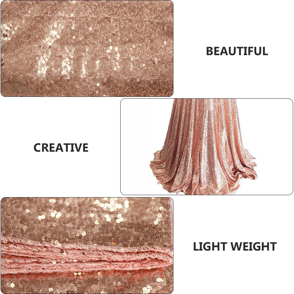 

Embroidery Table Cover Rose Gold Sequin Tablecloth Round Shape Wedding Decorative Cover Lightweight Polyester Party Home