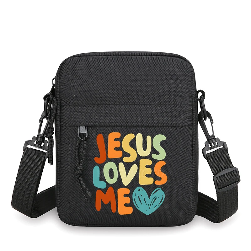 

Маленькая сумка через плечо с цветными буквами "Jesus Loves Me" Y2K, женская и мужская модная христианская сумка-мессенджер, детская мини-сумка на плечо, подарок