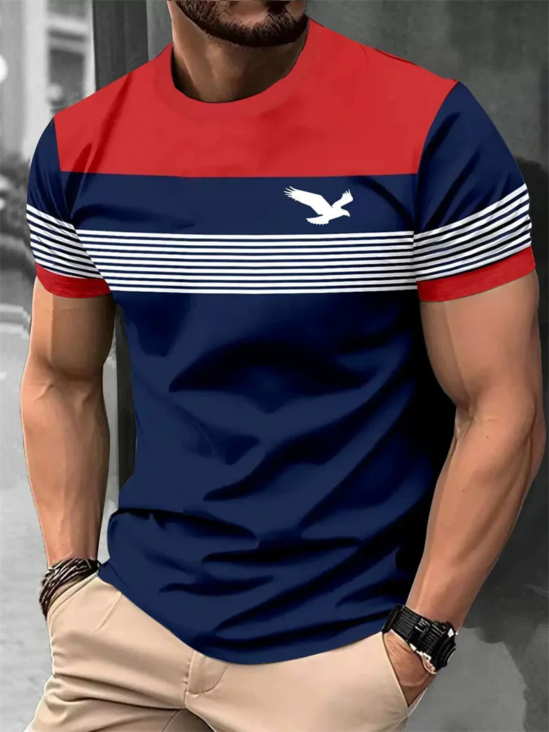 

Short Sleeve Fashion Plaid Striped Men's T-Shirts Summer 3D Printed Street Comfort Trend Male Tee 6XL Plus Size Casual Tops