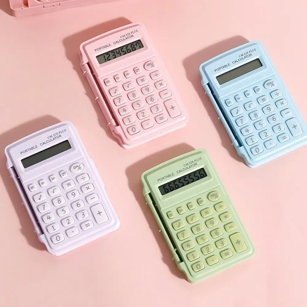 Portable Calculator Portable Battery Operated Mini Calculator with Lcd Display Big Buttons 8 Digits Flip Cover Student Finance