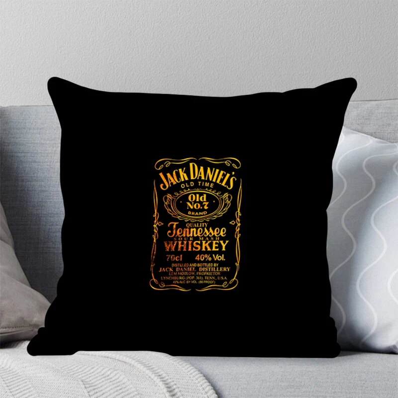 Square pillow bedroom sofa leisure comfortable two-sided pillow living room J-JACK DANIELS pillowcase Whiskey Home Decor fashion