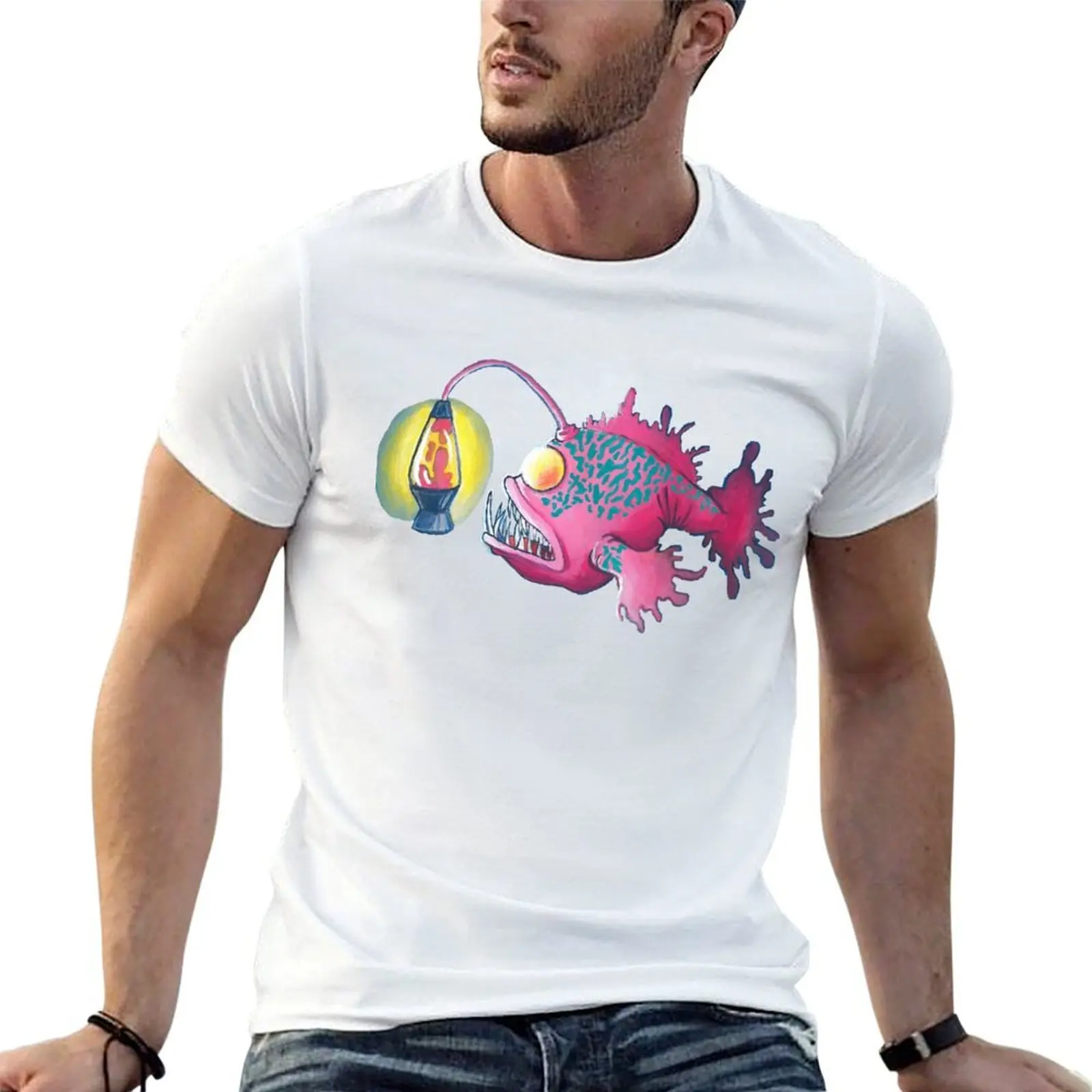 

Lava man t man Lamp slim shirts for shirts shirts man fit Anglerfish printed T-Shirt for graphic t t