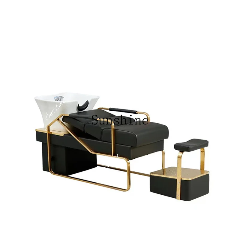 shop, shampoo, flush bed, massage shop, beauty and health care, semi-reclining stainless steel fashion deep basin, high-end  T