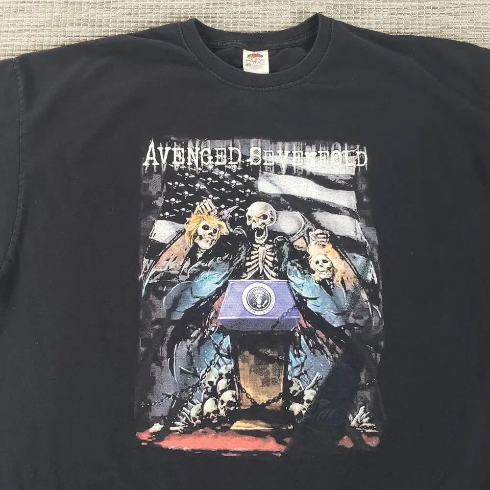 Vintage Avenged Sevenfold T-Shirt Mens Size 2XL Faded Black Early Y2K