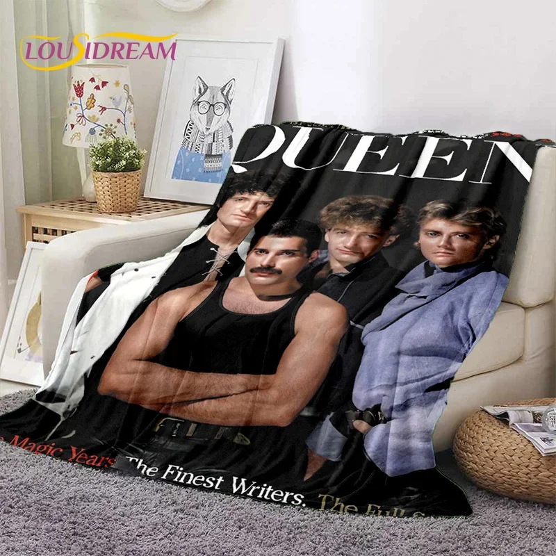 Classics Queen-Rock-Band Freddie Soft Flannel Blankets,Throw Blanket Comfortable Blanket for Picnic Beds Home Bedroom Gift Kids