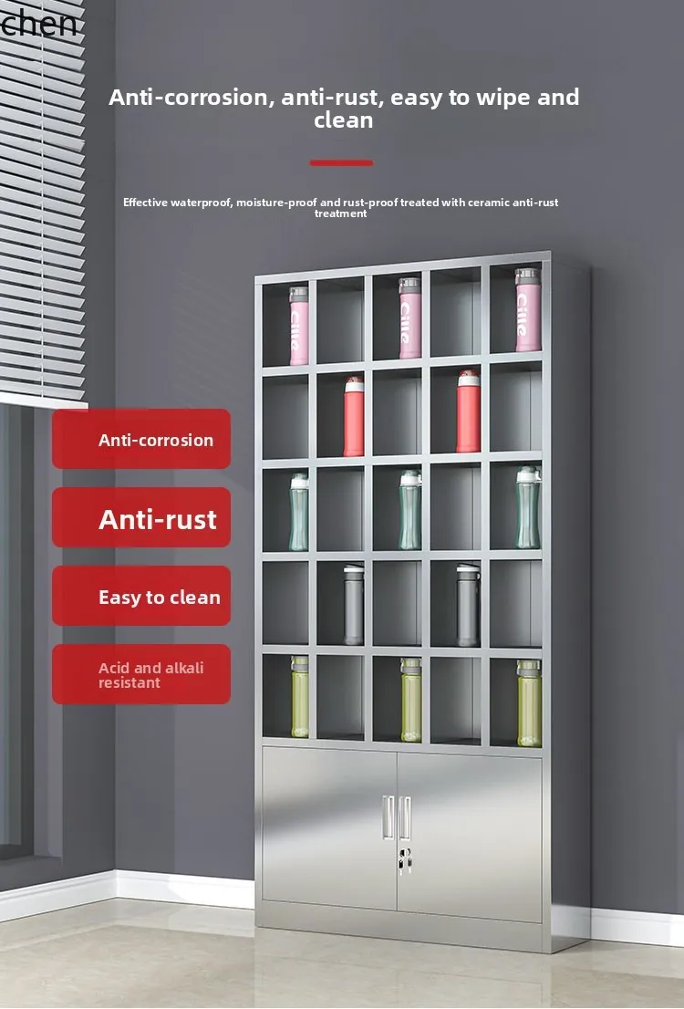 HXL Stainless Steel Cup Holder Cabinet Factory Workshop Multi-Compartment Tea Cup Rack Employee Restroom