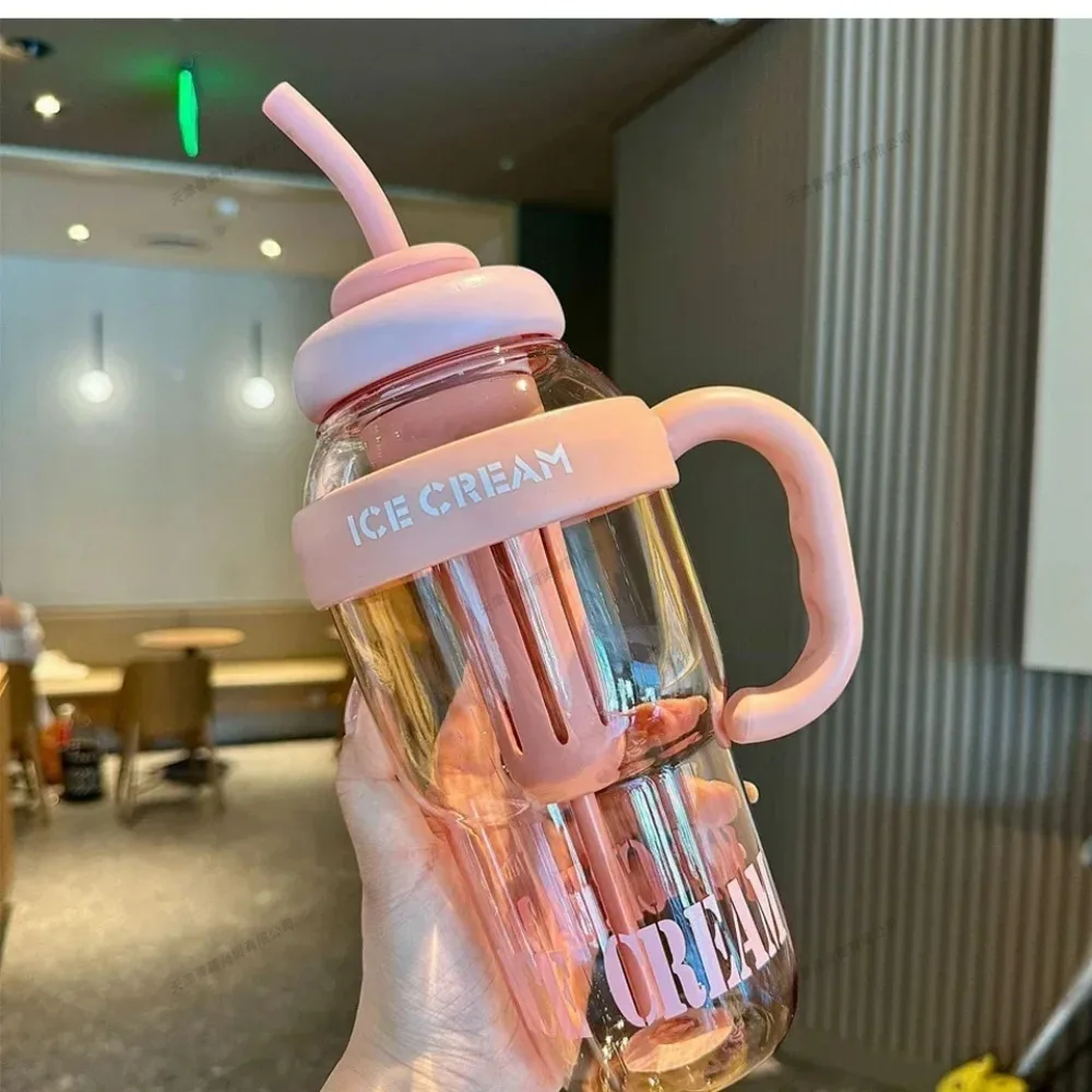 HOT SALE Good-looking Large Capacity Water Cups Summer Portable Plastic Milky Tea Cup Lucky Belly Cup Cute Straw Water Bottles