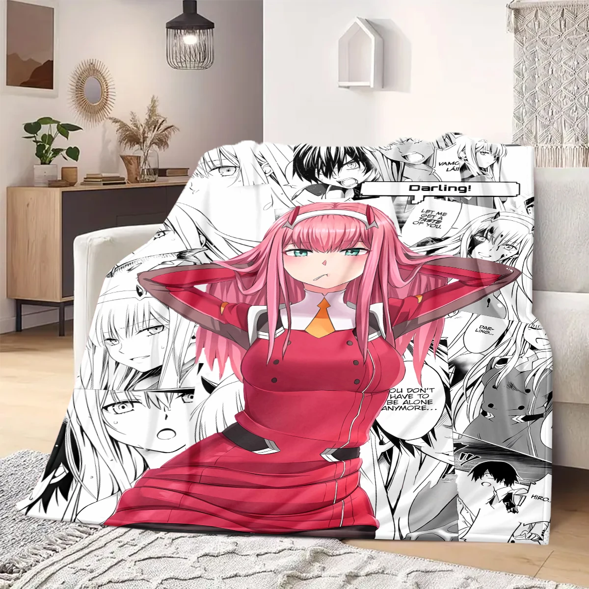 Darling in the Franxx Flannel Blanket Beautiful Print Perfect For Home Bed Sofa Chair Travel Picnic -HE8