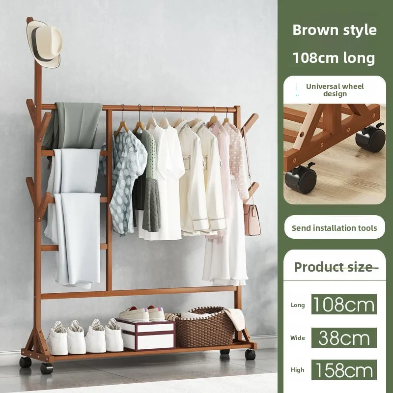 

Stable Coat rack Floor-to-ceiling clothing hanging rod Storage storage Multifunctional hanger Movable
