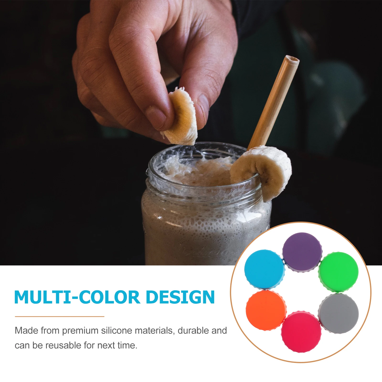 

6pcs Silicone Bottle Caps Reusable Sealing Covers for Soda Beverage Cans Leak Proof Multi Color Beach Picnic Easy Clean Can Lid