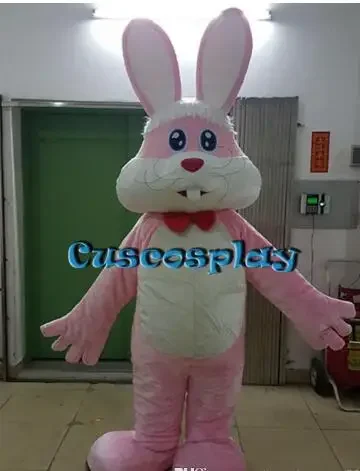 

Hot Easter bunny Pink Rabbit cartoon mascot costume Adult size for Halloween Christmas carvinal party fancy dress customized