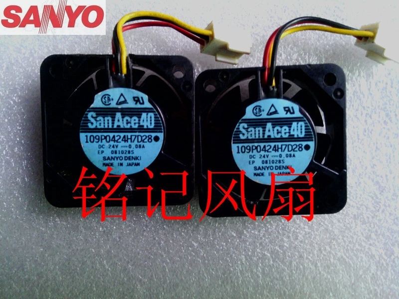 

Original For Sanyo 109P0424H7D28 DC 24V 0.08A 4015 4cm 40mm machine IPC server inverter cooling fan