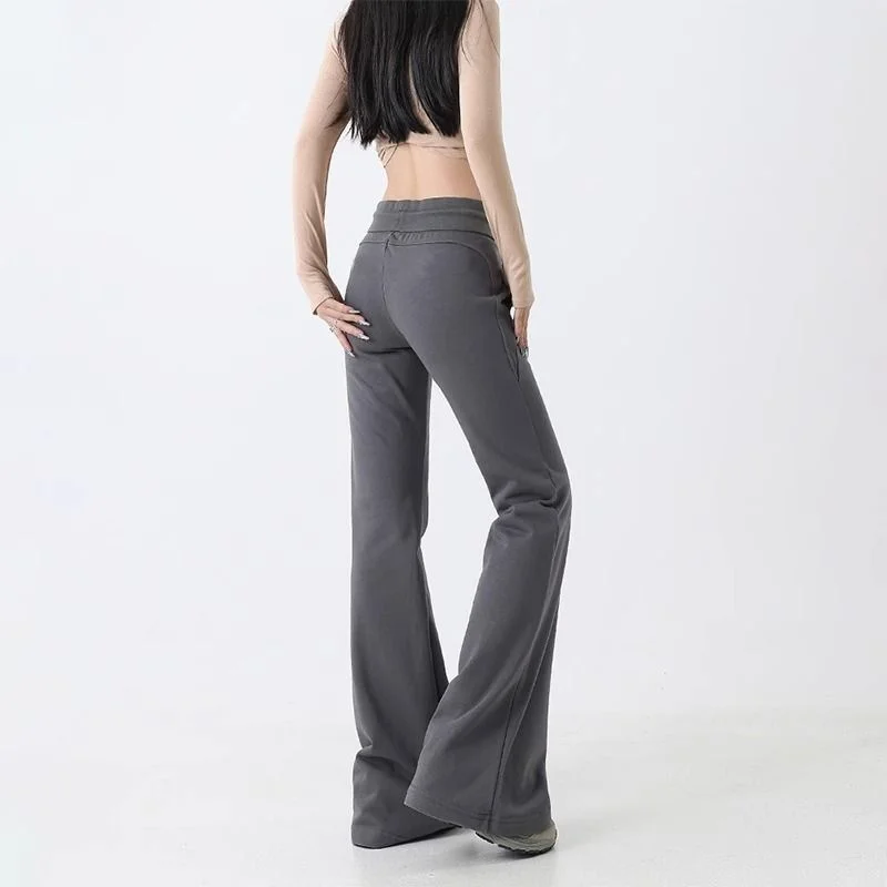 Pantaloni bootcut Donna Vita bassa Donna Kpop Ulzzang Stile coreano Pelle pieghettata Borchie Alla moda Personalità unica Alla moda Selvaggia
