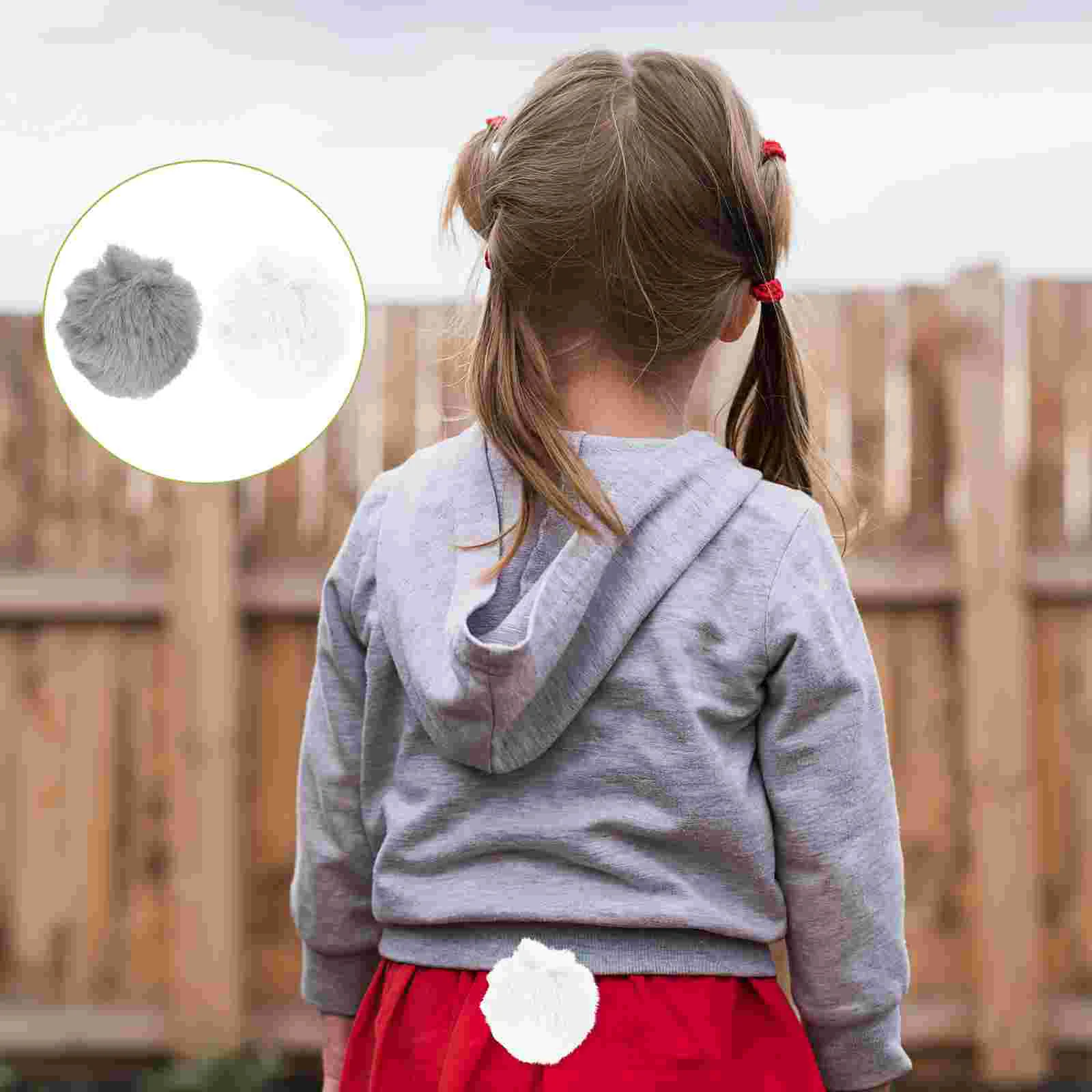 2 Stuks Konijnenstaart Voor Kostuum Konijn Pluche Bal Accessoire Staarten Miss Witte Gothic Kleding