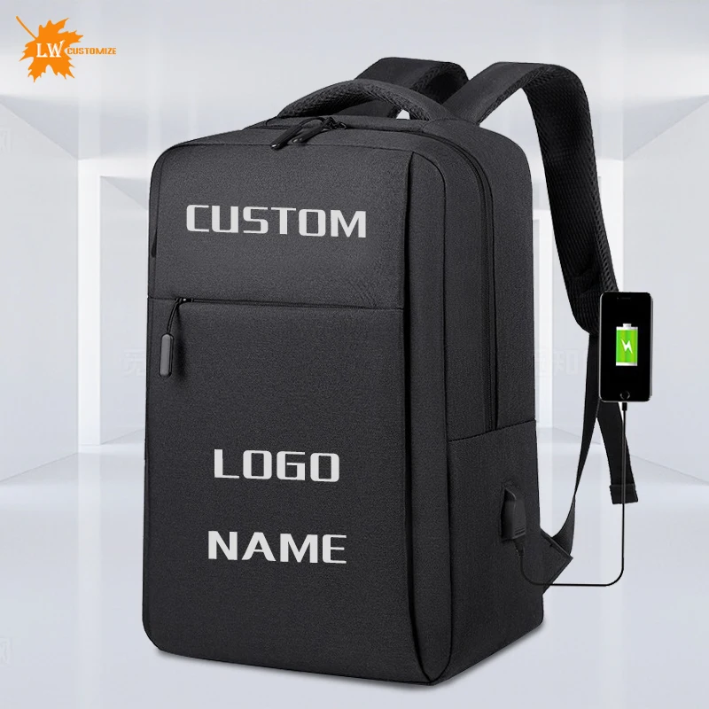 Customized Backpack With Logo Nylon 15 inch 17 inch Computer Bag Gift Bag Business Men\'s Backpack Printed picture name