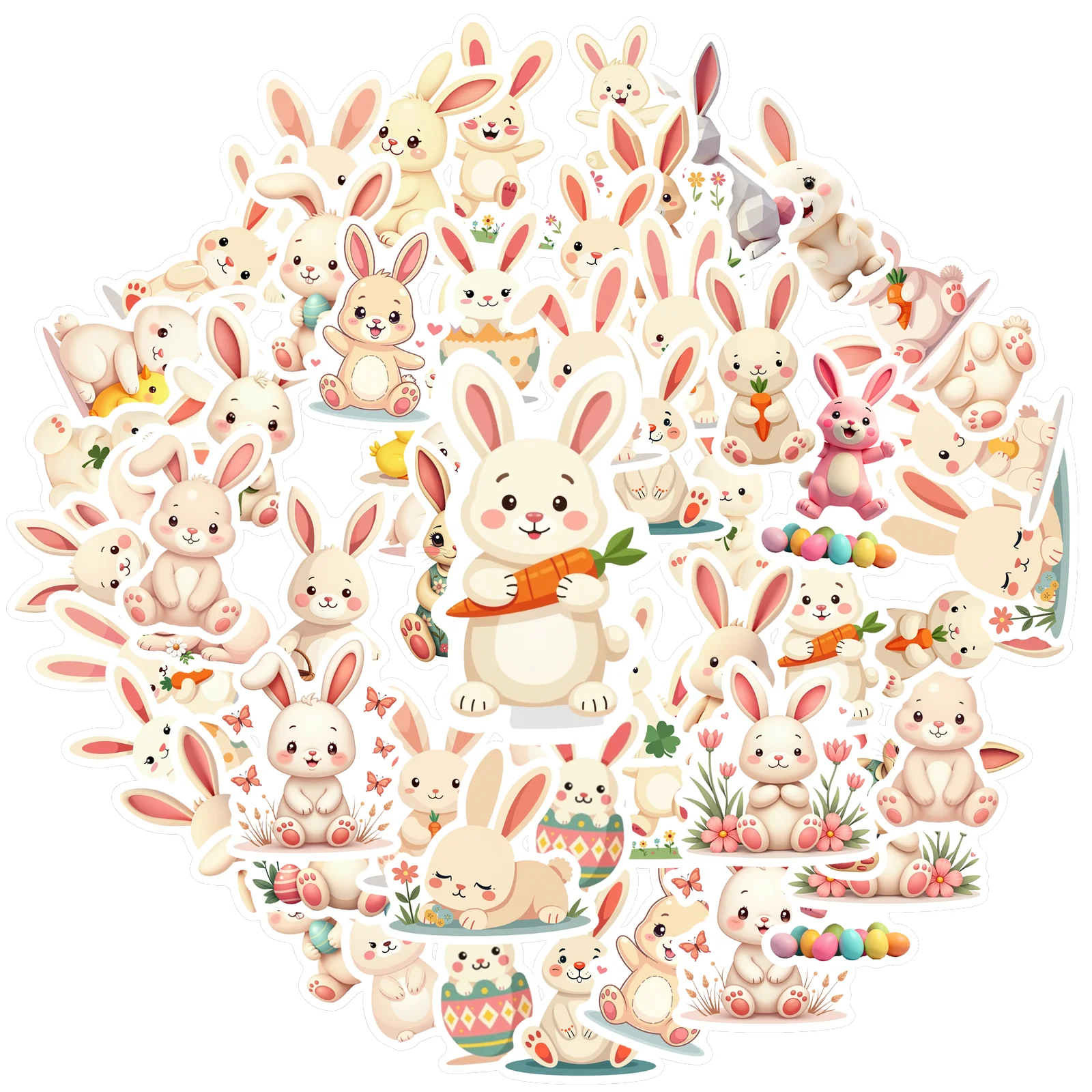 

35 шт.-70 шт., наклейки с изображением живого кролика, милые пасхальные канцелярские наклейки, наклейки для ноутбука, багажа, скрапбукинга, дневника