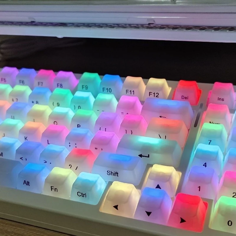 Milky White Keycaps Custom Frosted Fog Transparent Matte PC 104 Key OEM Profile Point Keycap for Mx Switch Mechanical Keyboard
