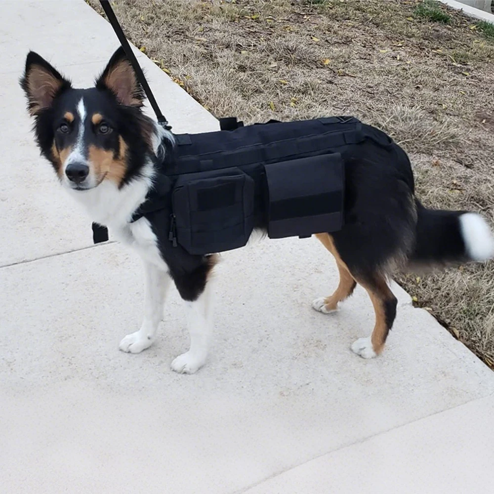 

Tactical Dog Harness with Pouches for Large Medium Dogs No-Pull Adjustable Military Dog Harness with Handle Walking Hiking