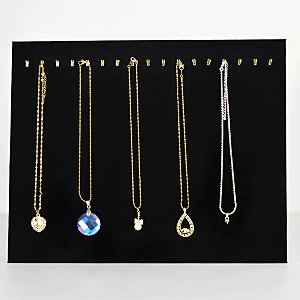 17 후크 목걸이 디스플레이 보드 부드러운 벨벳 쥬얼리 주최자 트레이 팔찌 공예 박람회 디스플레이 스탠드 여성 주최자 쥬얼리