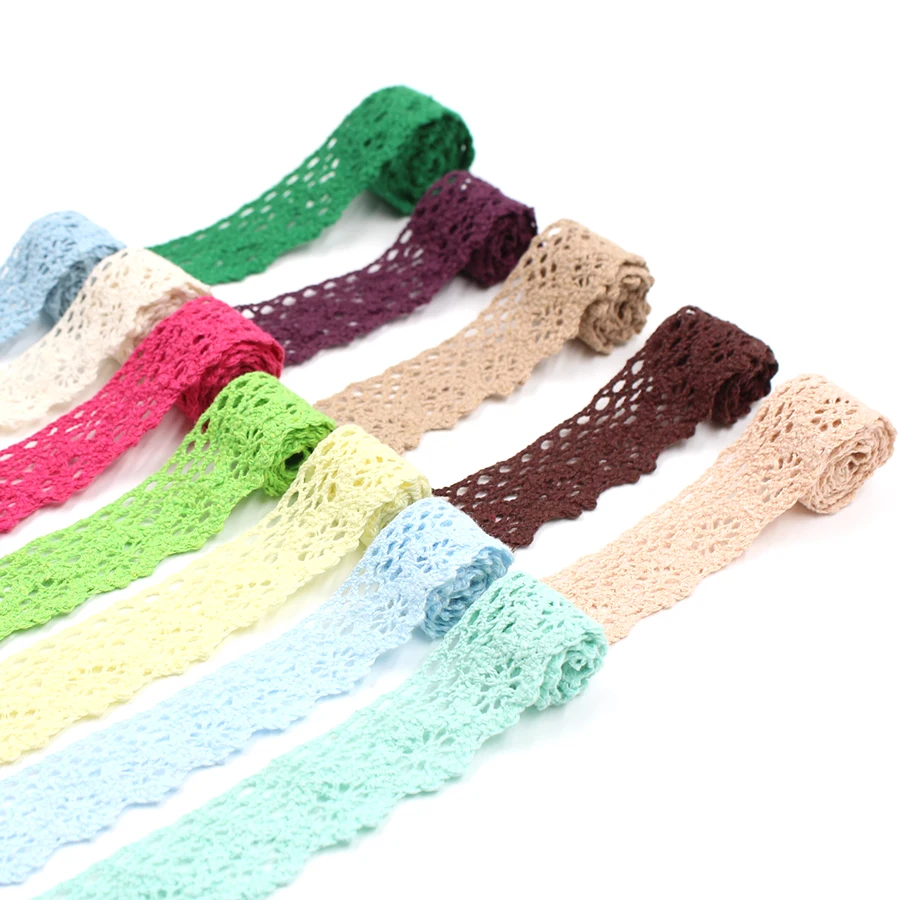 1/5 Yards 25mm Lot Of Color Cotton Lace Garment Sewing Fabric Decorative Cotton Crochet Lace Ribbon Handmade Accessories Lace