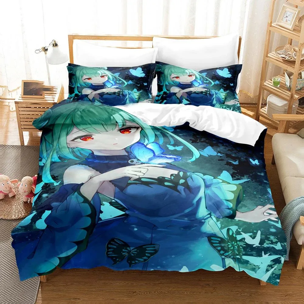 

3D Printed Uruha Rushia Hololive Butterfly Girl Bedding Set Boys Girls Twin Queen Size Duvet Cover Pillowcase Bed Kids Adult