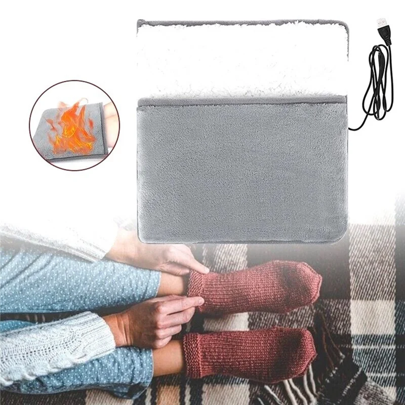 

F-T USB Charging Electric Foot Heating Pad Universal Soft Plush Washable Foot Warmer Heater Household Foot Warming Mat Durable