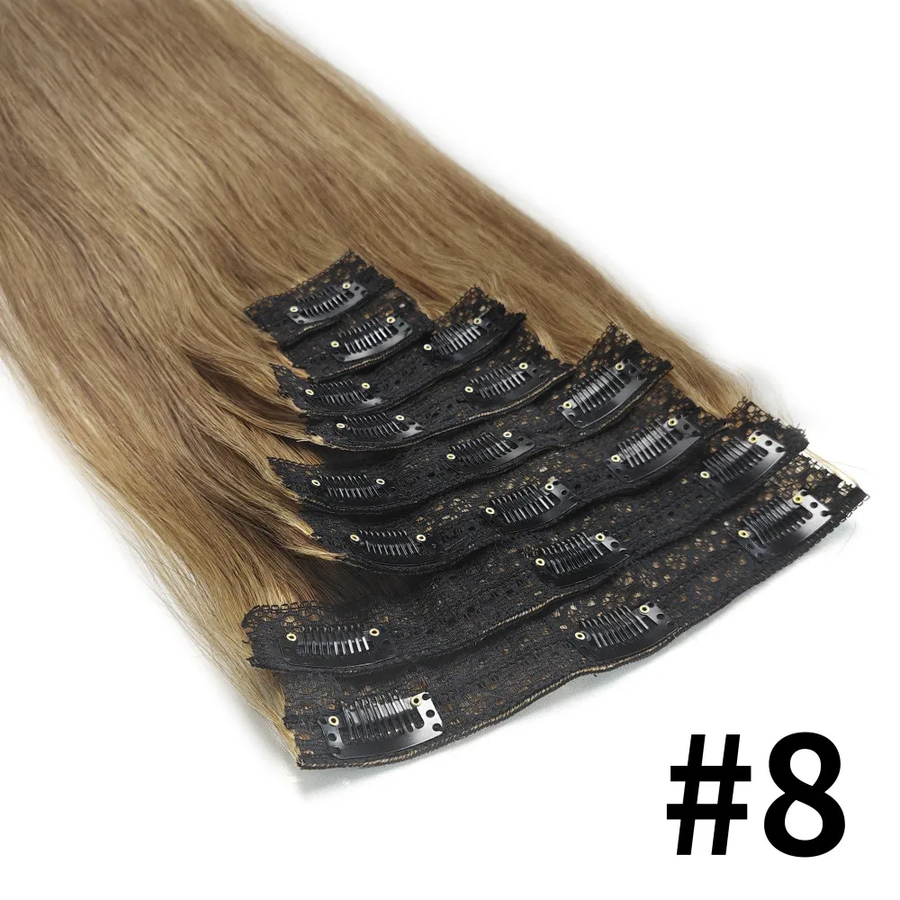 Clip-in haarverlengingen Recht menselijk haar 100% onbewerkt Braziliaans maagdelijk menselijk haar voor een volledig hoofd Natuurlijke kleur Clip-in haar