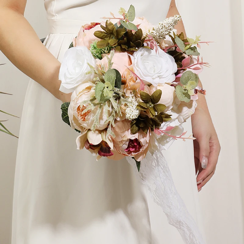 Bouquet de Fleurs Naturelles pour la Mariée, avec Charnière, pour Cérémonie de Mariage, ixPréChristophe des Patients, Cadeau de Confession de la ixde Léon