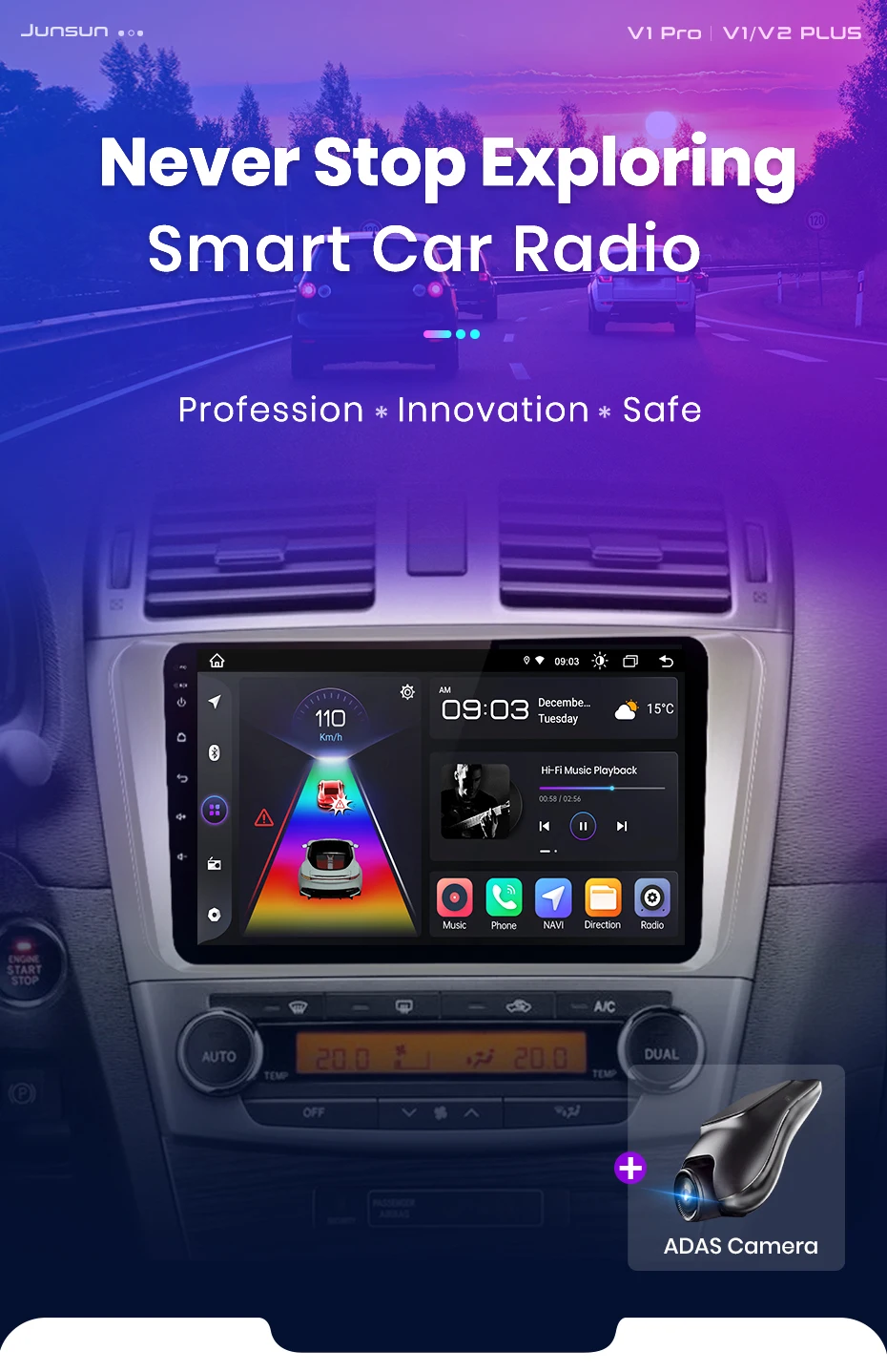 Junsun drahtloses Carplay Android Auto Autoradio für Toyota Avensis T27 2013-2016 intelligente Systeme Stereo Multimedia Autoradio – Detail 3
