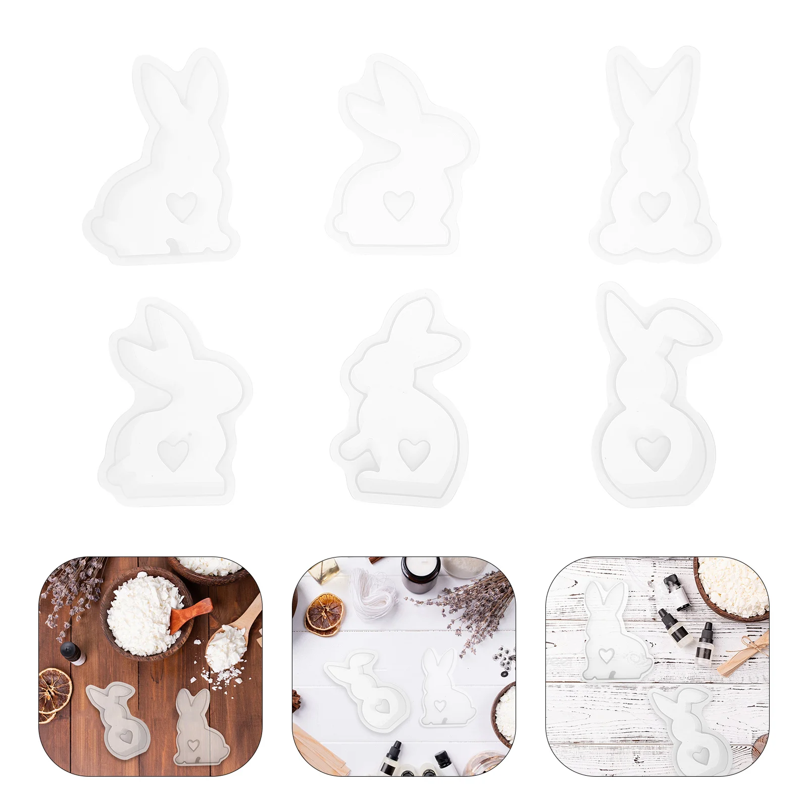 

6pcs Silicone Easter Mold Bunny Shaped Making Mold For Scented Diy Crafts Aromatherapy Supplies Handmade Molds Diy Casting