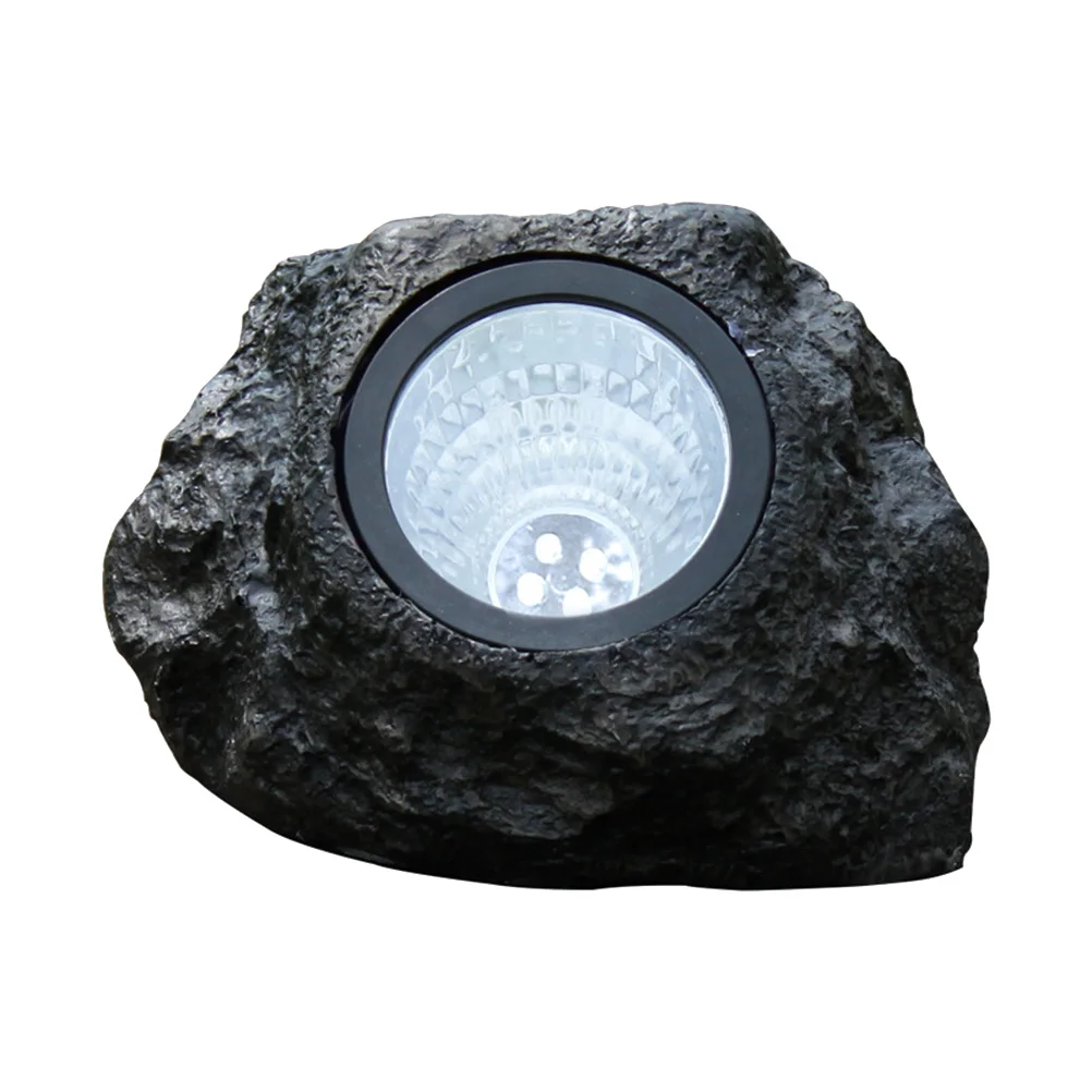 Solar Powered Led Flood Light Waterproof Outdoor Stone Lamp Simulation Rock Design White For Garden Lawn Decoration