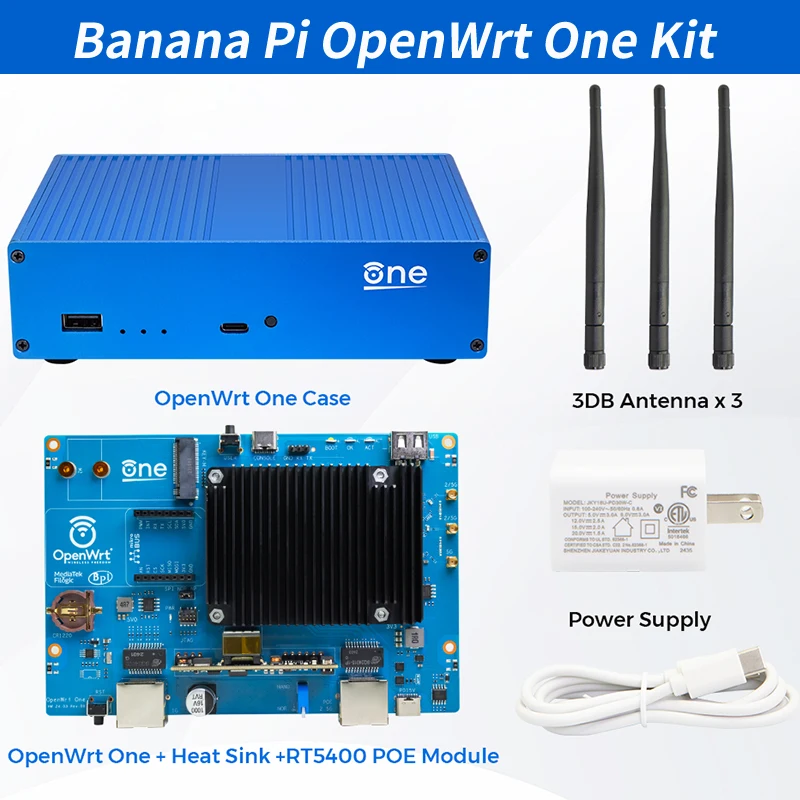 

OpenWrt One MediaTek MT7981B 1 ГБ DDR4 2,5 ГБ RJ45 и ﻿ Умный маршрутизатор Gigabit Ethernet RJ45 256-Mi SPI NAND RTC для Banana Pi