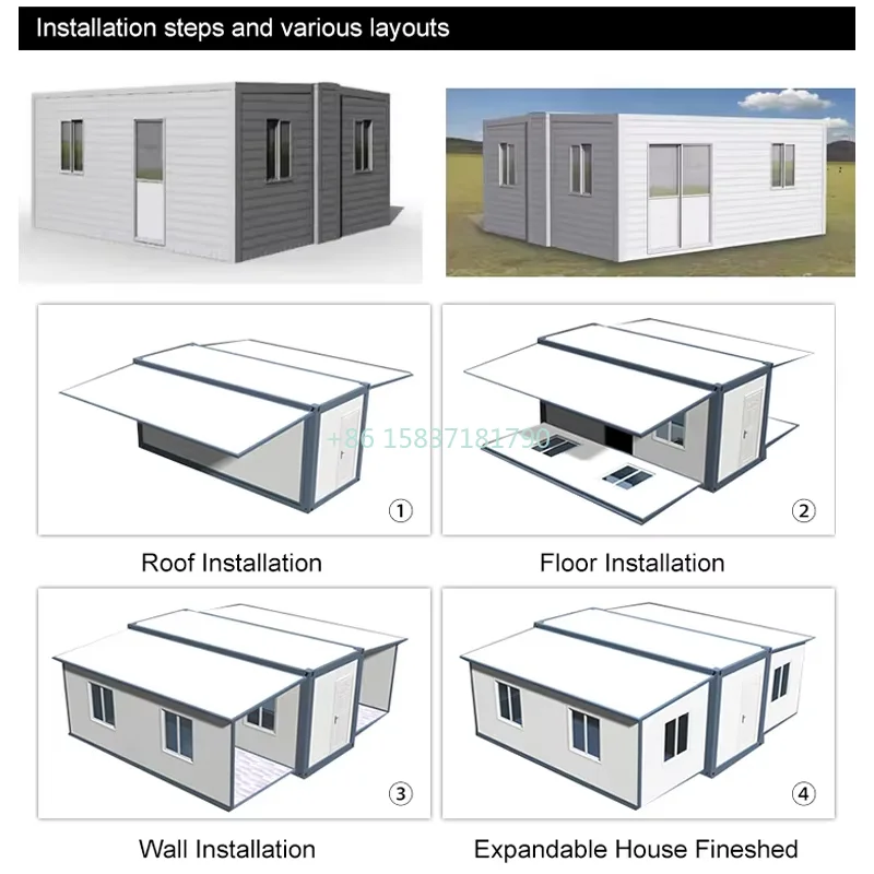 High Quality Tiny Home Prefab Container Expandable House Light Steel Mobile Prefabricated House Container with Bedroom Kitchen