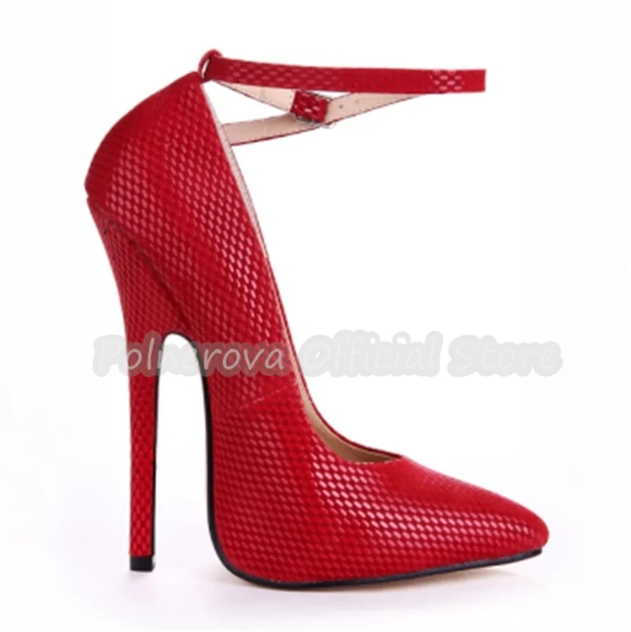 

16Cm Ultra High Heel Women Pumps Pointed Toe Ankle Strap Stilettos Party Dress Shoes Summer Gladiator Sandals Plus Size 35-46