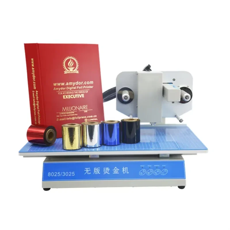 A4 Diary Book Cover Automatic Amydor 8025 Foil Stamping Printer Hot Sale AMD3025 Digital Gold Foil Printing Machine