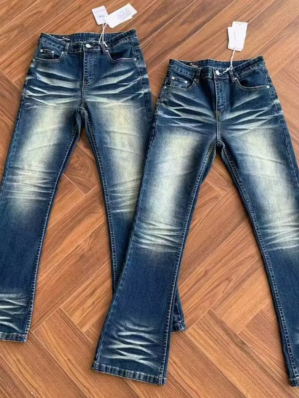 American Cleanfit High Waist Men's Casual Jeans Elastic Loose Fit Long Pants Middle Waist Cotton Stretch Denim