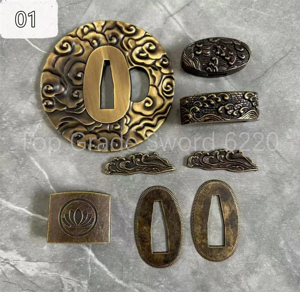 Set Exquisite Alloy Tsuba Handguard Fuchi Kashira Menuki Habaki Seppa For Japanese Real Japan Samurai Katana Sword Fittings