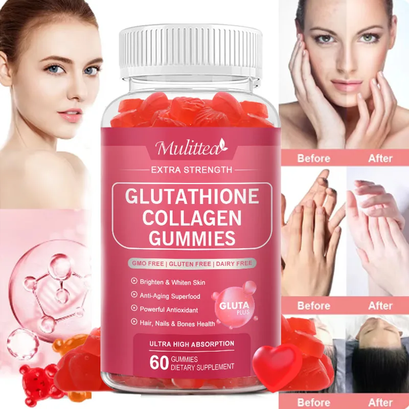 

Mulittea Hydrolyzed Collagen Glutathione gummies with Brightening Skin Whitening Anti-Aging Antioxidant Imrpove Immune