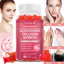 Mulittea Hydrolyzed Collagen Glutathione gummies with Brightening Skin Whitening  Anti-Aging  Antioxidant Imrpove Immune