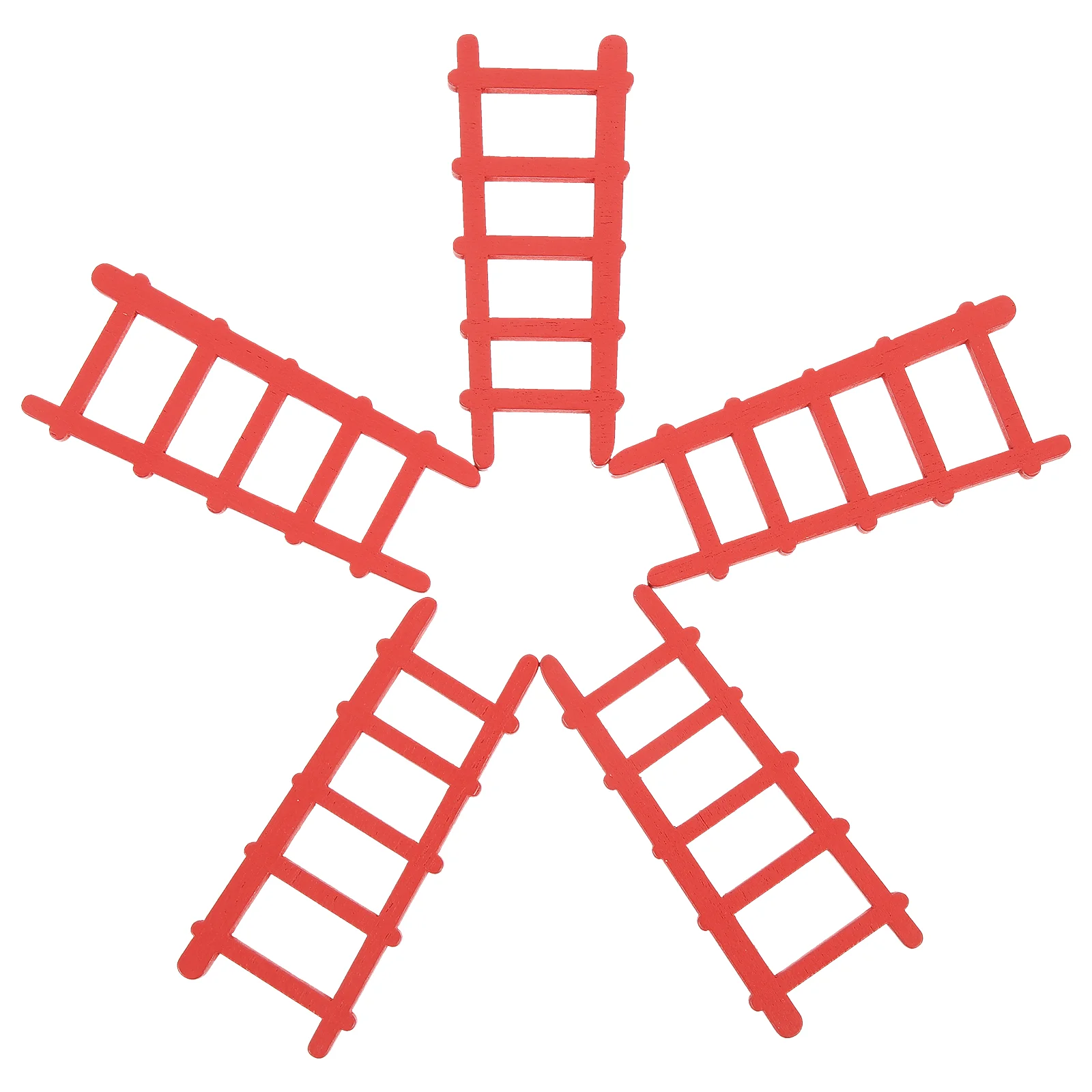 

5 Pcs Mini Furniture Wooden Ladder Model Toy Miniature Ladders Decorations DIY Photo Props Red