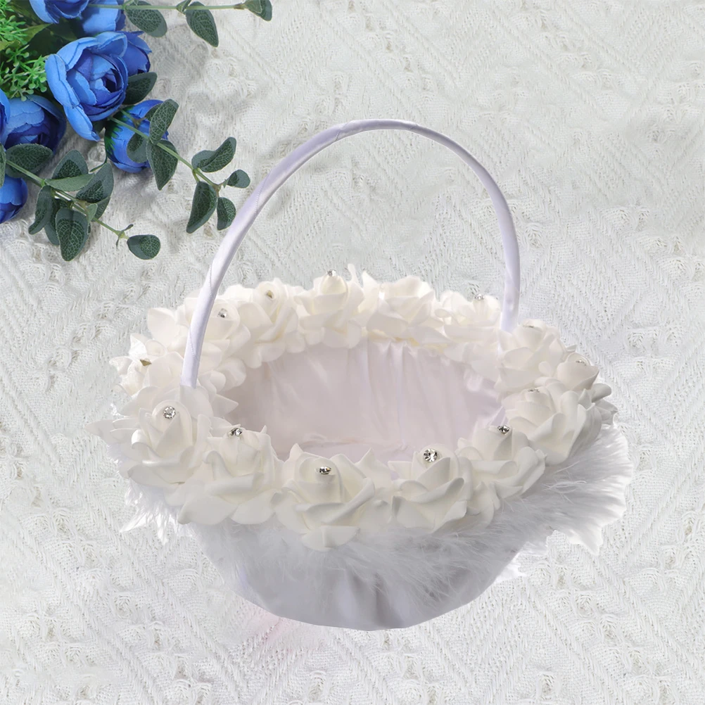 

Bridal Flower Girl Basket Elegant Wedding Baskets for Bride Scattering Petals Storage Baskets Romantic Occasions Decorative Home