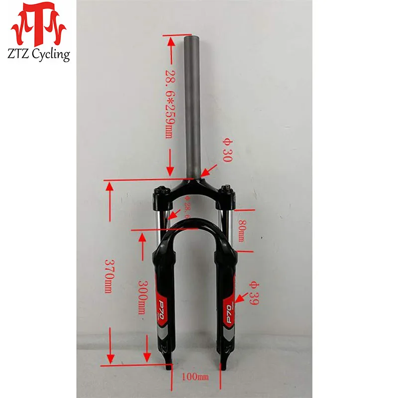 ZTZ 20 inch Bike Suspension Fork, Travel 80mm 28.6mm Threadless Straight Tube QR 9mm Crown Lockout Disc Brake Front Forks