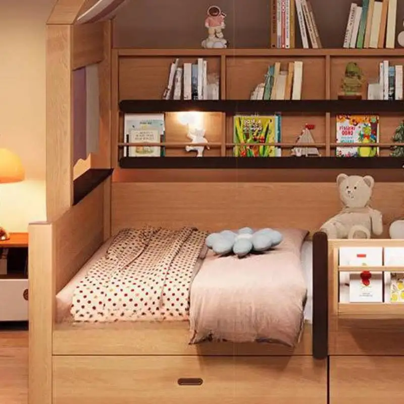 سرير أطفال بمظلة فاخرة ديكور خشبي آمن مخصص سرير أطفال فردي الأميرة تصميم حديث Camas Infantiles أثاث منزلي #6